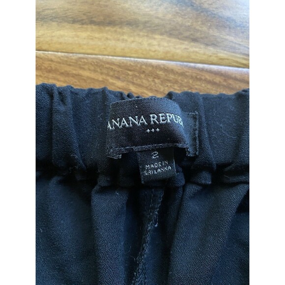 BANANA REPUBLIC Womens Size 2 Black Pull On Cropped Pants Pockets Summer#138 - Picture 3 of 7